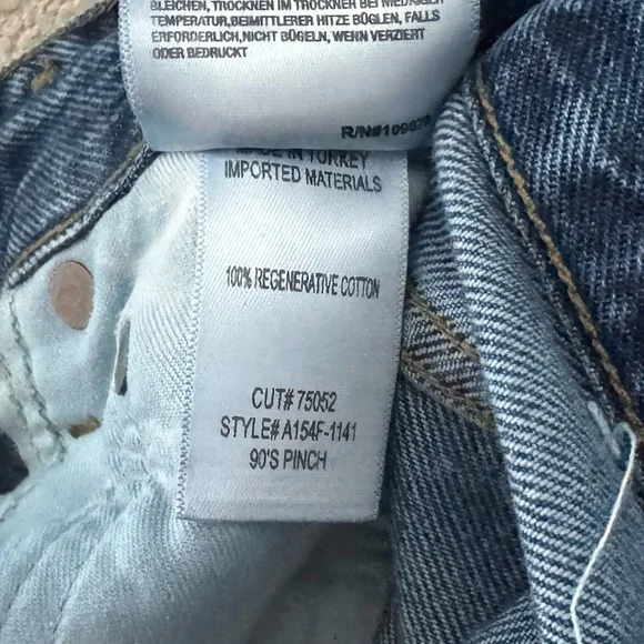Agolde 90s Pinch Waist Straight Jeans High Rise Med Indigo Blue Button Fly 28 - Picture 13 of 16